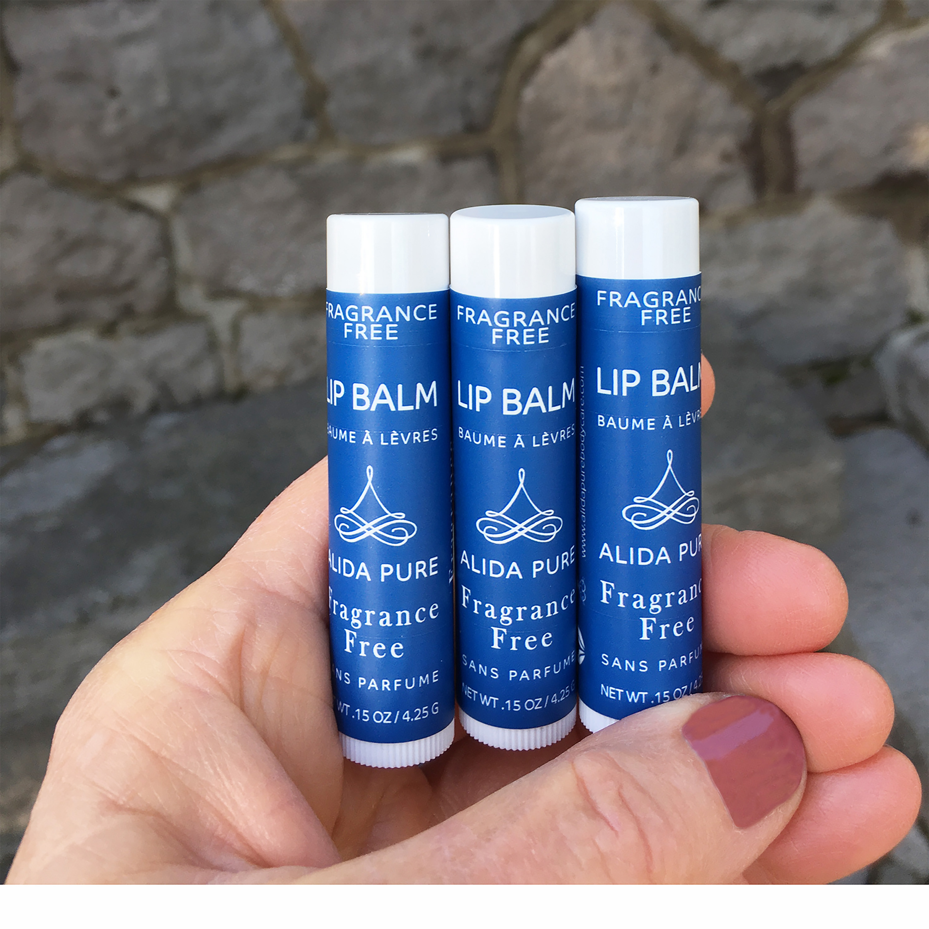 ALIDA PURE Fragrance Free Lip Balm Collection. Unscented, Fragrance Free, Beeswax Free, Vegan Lip Balm